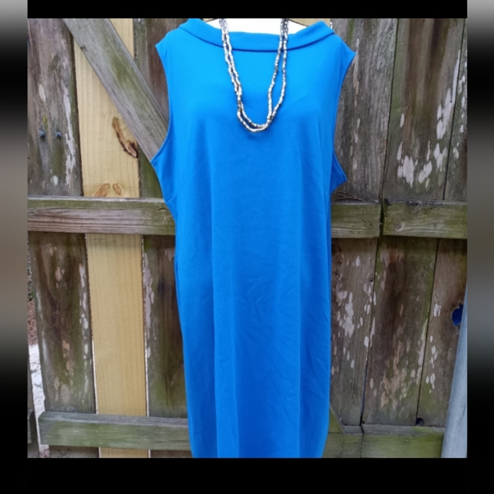 Talbots Bright Blue Sleeveless Shift Dress